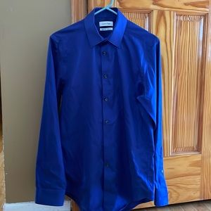 Men’s Blue Calvin Klein Slim-Fit Dress Shirt, Size 14.5, 32/33